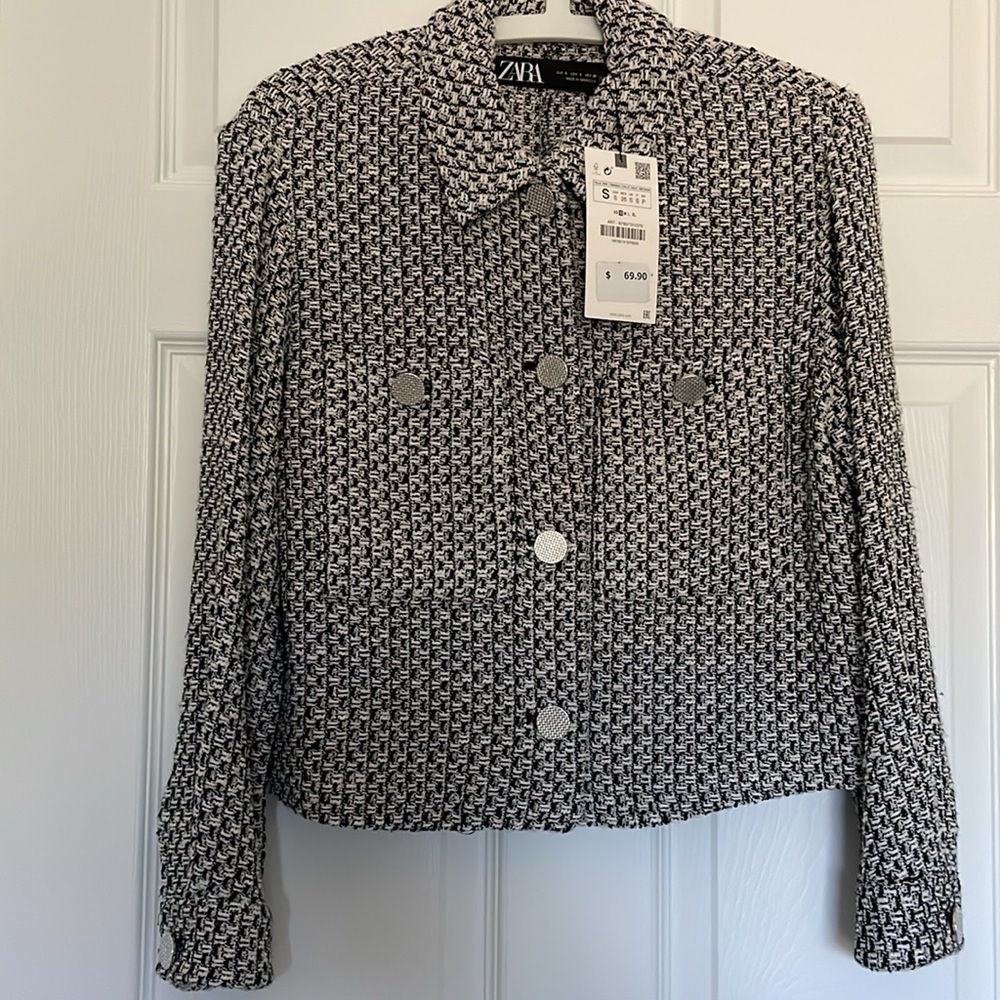 Zara soft cotton tweed jacket